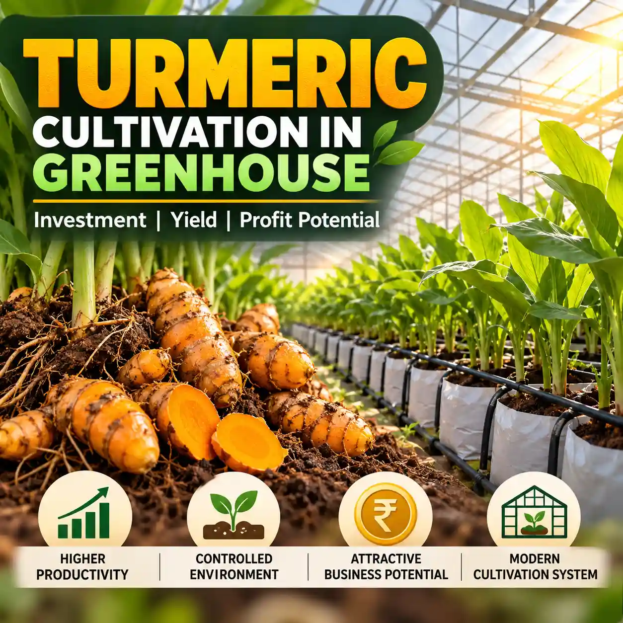 Turmeric cultivation in greenhouse